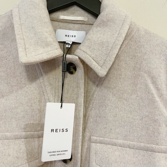 Reiss Oatmeal Nina Wool Over-shirt Women US8 - Picture 6 of 9